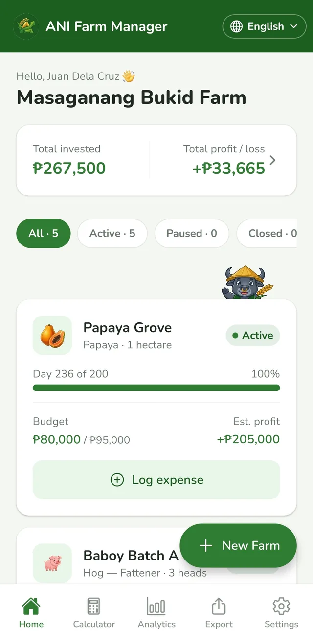ANI Farm Manager โ buong farm sa isang tingin: mga batch, heads, edad, at halaga